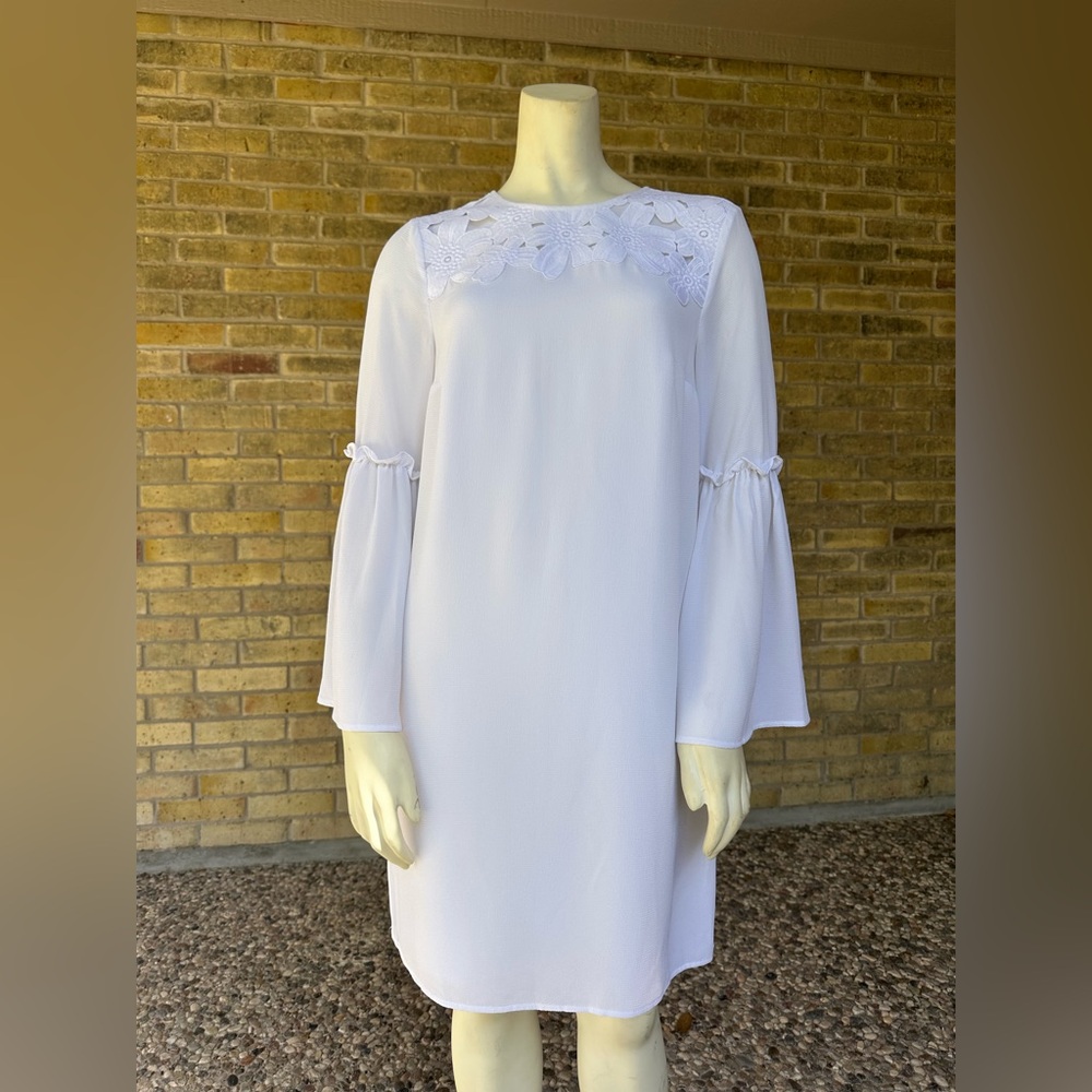 Michael Kors White Long Bell Sleeve Dress